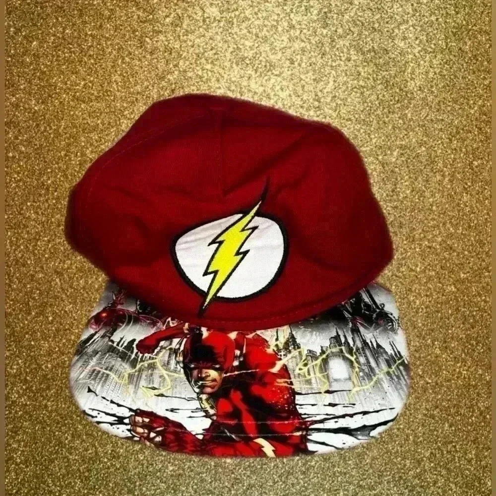 The Flash Youth Size Snap Back Red With A Multi Colored Brim Logo Hat / Cap